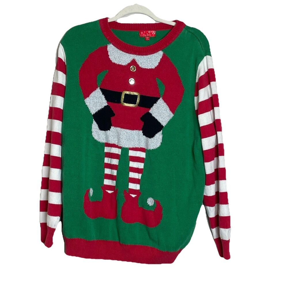 To Be Jolly Christmas Elf Women XXL Graphic Crew Neck Ugly Sweater Holiday Santa